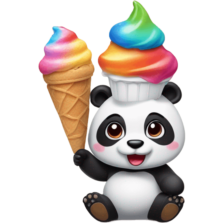 Panda eating ice cream emoji