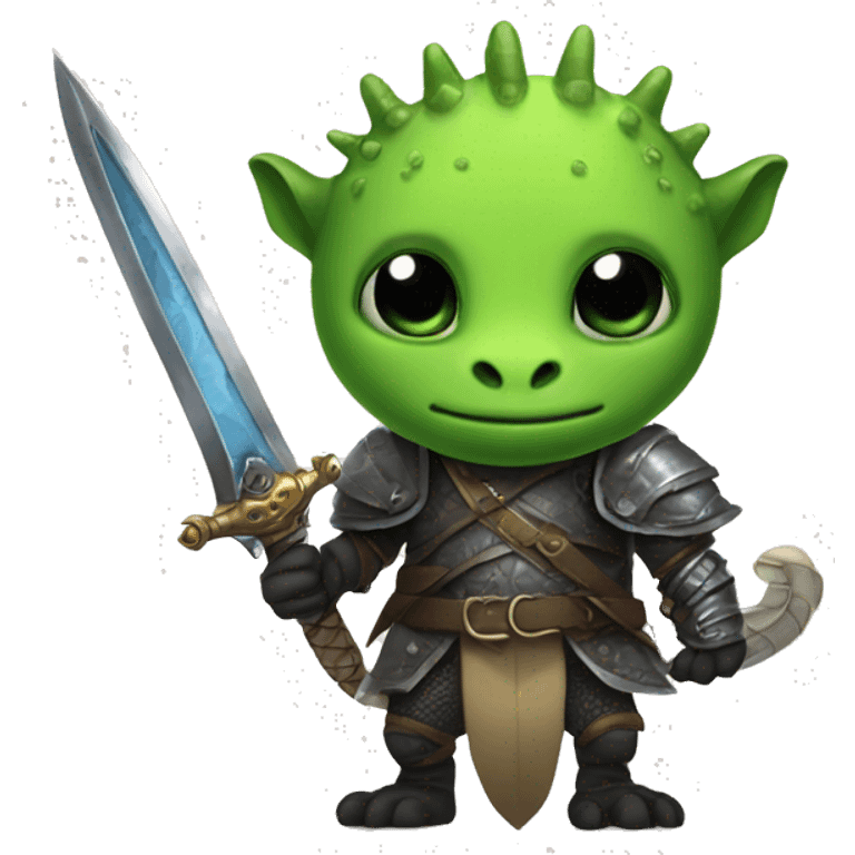 a gecko as a deathknight with an two handed sword emoji