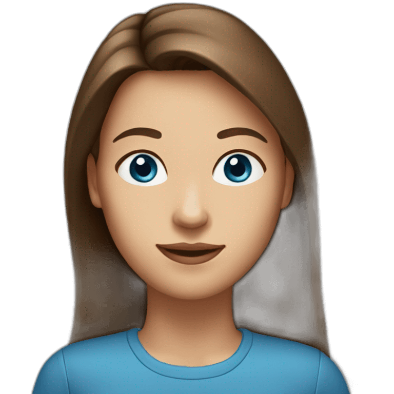 woman 25 years ago, long straight brown hair, blue eyes emoji