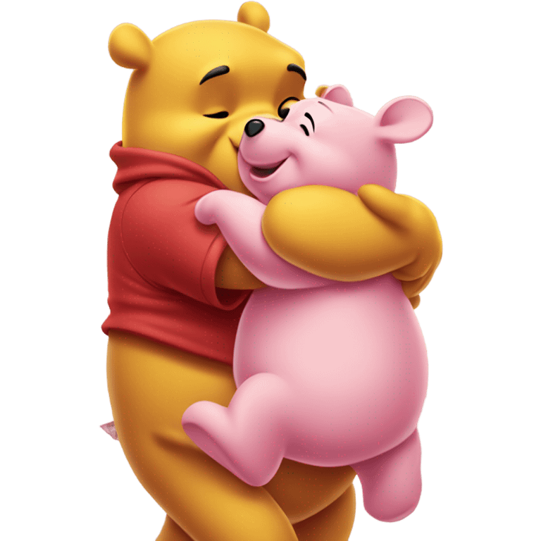 Winnie the Pooh hug with Piglet from the Hundred Acre Woods emoji