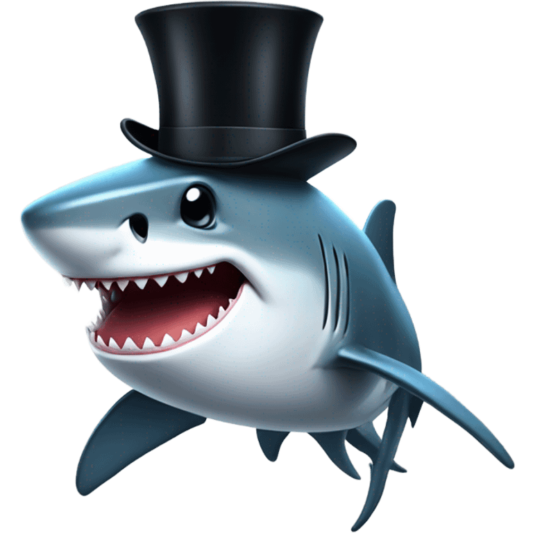 Shark with a top hat emoji