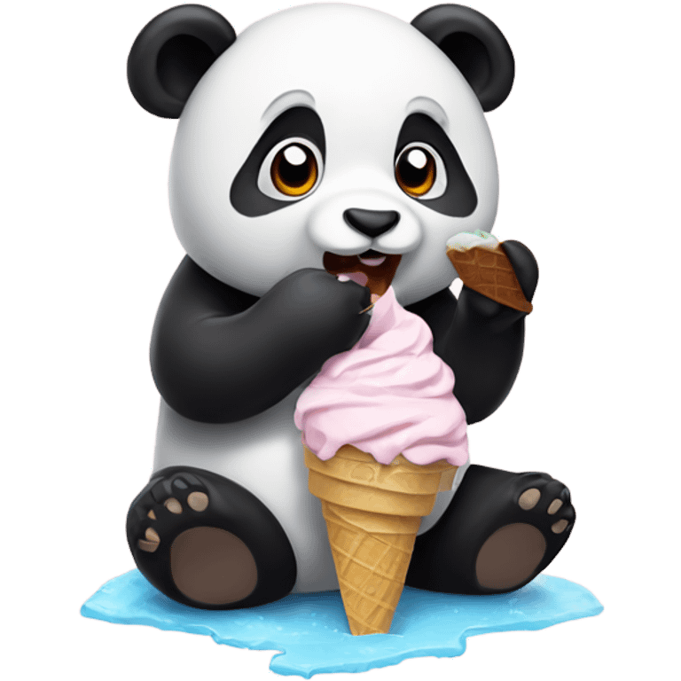 Panda eating ice cream emoji