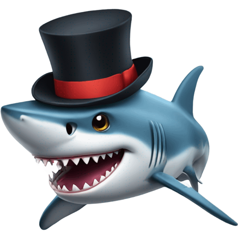 Shark with a top hat emoji