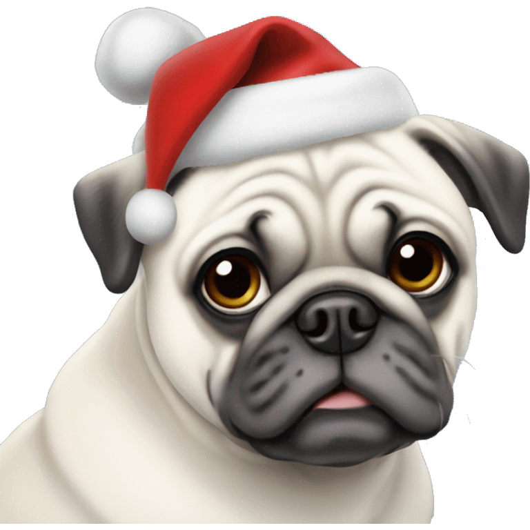 White pug Christmas  emoji