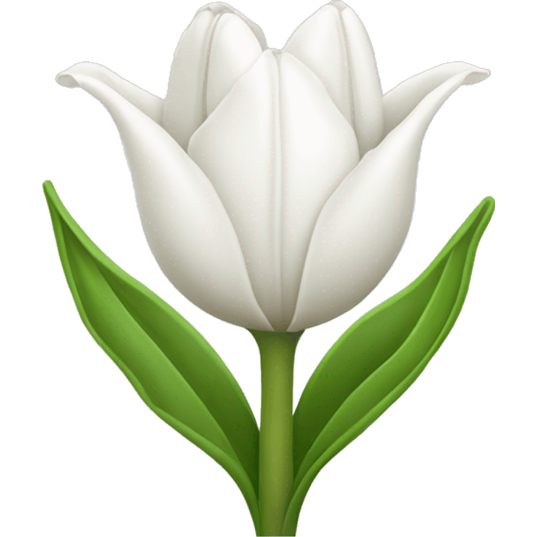 Create a white tulip with its leaf in the shape of a wing. emoji