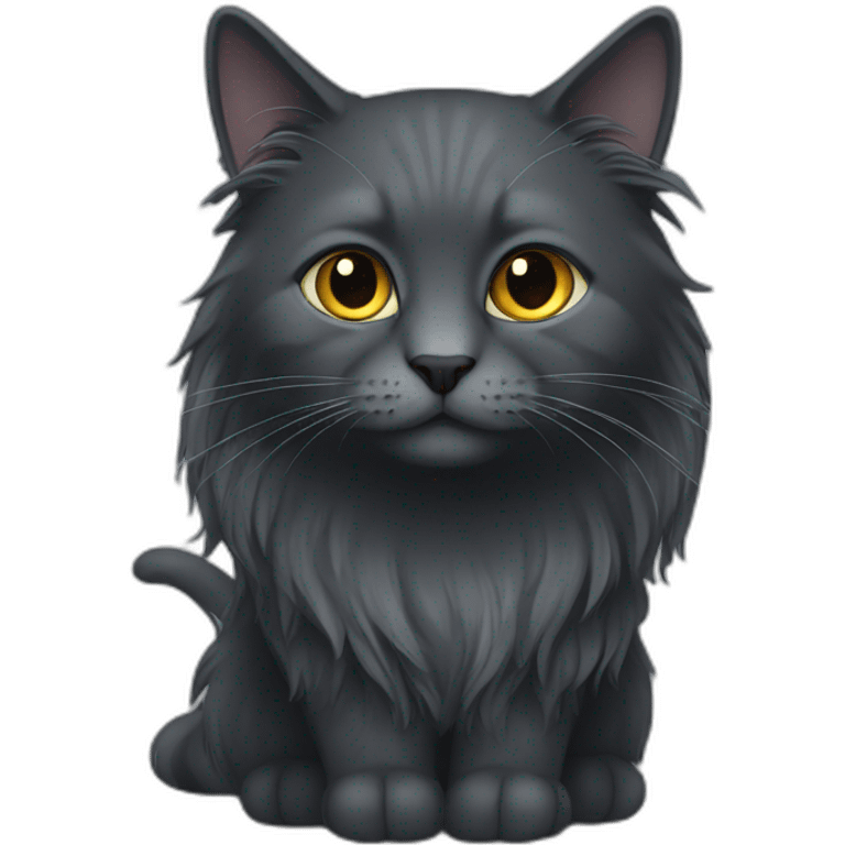 all darkgrey cat long hair emoji