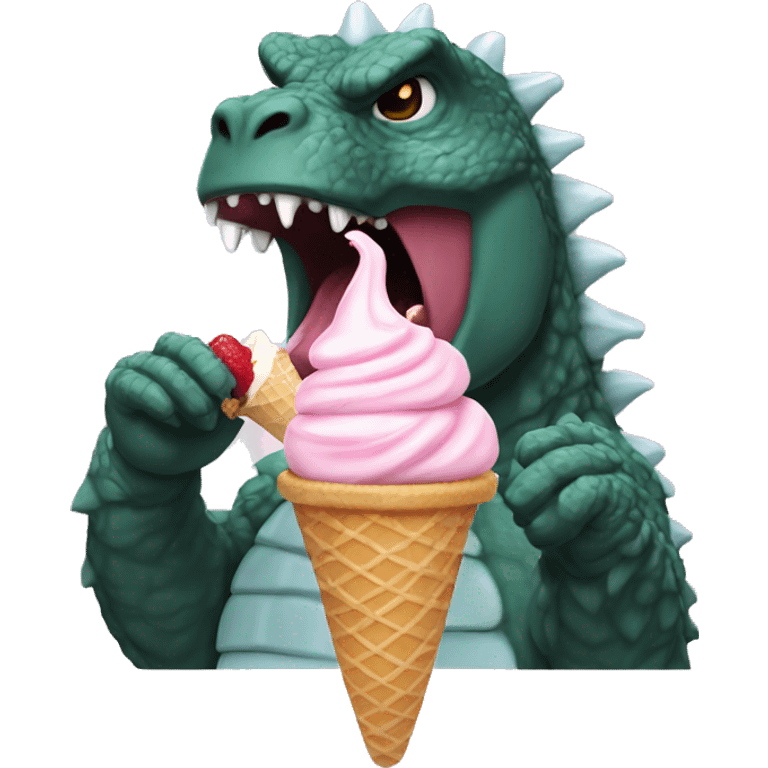 Godzilla eating an ice cream cone emoji