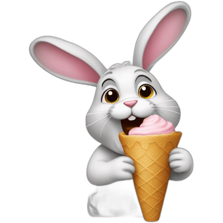 Rabbit eating icecream emoji