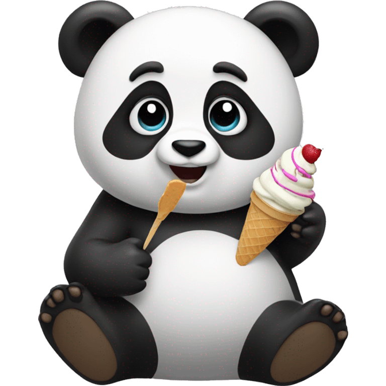 Panda eating ice cream emoji