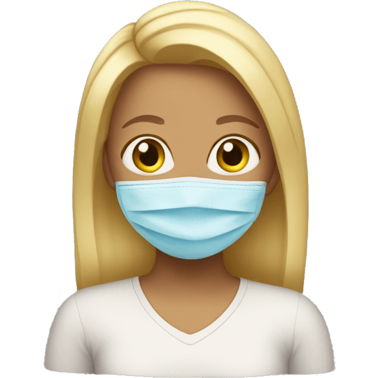 blond tan girl with face mask emoji