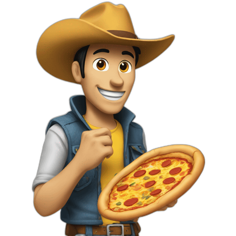 Lucky luke eat a pizza emoji