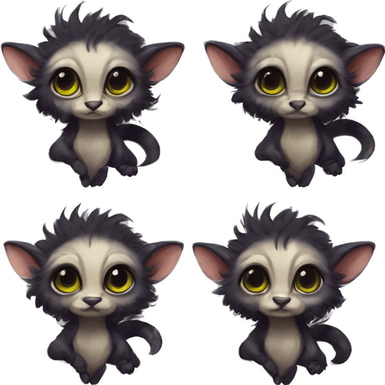  Cute Edgy Realistic Rare Fantasy eldritch Slim Vernid-Trico-Melprin-Lombax-species by LiLaiRa, by Falvie, full body emoji