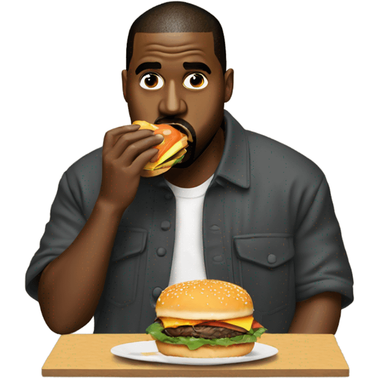 Kanye West eating a Burger emoji