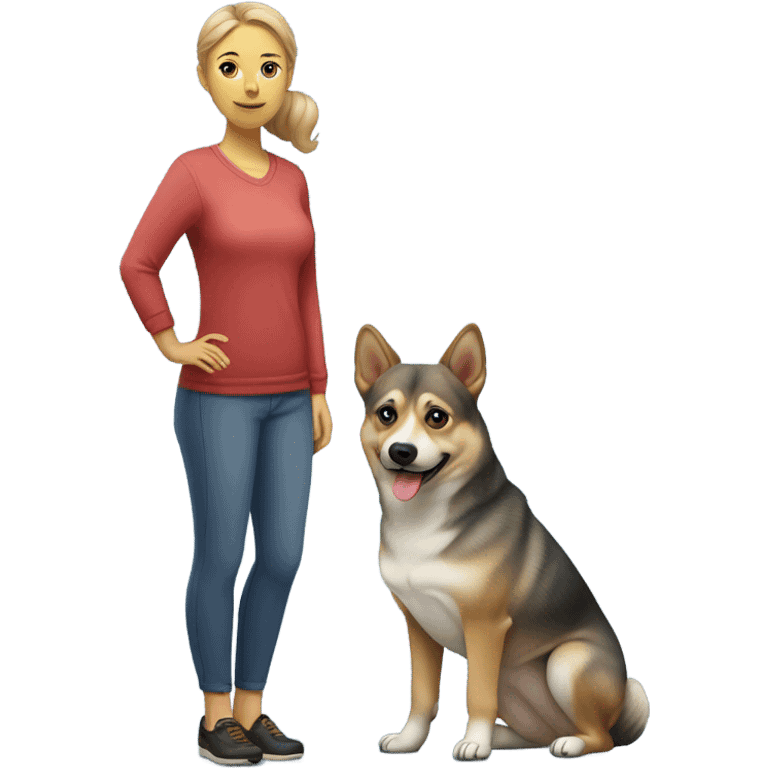 A Swedish Vallhund with a woman emoji