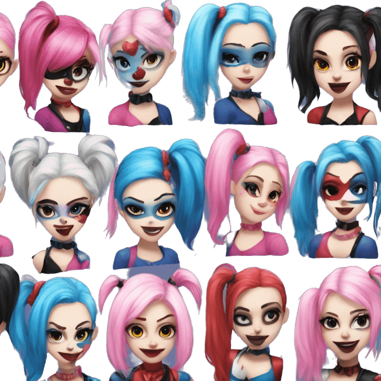 Harley Quinn pink an blue emoji