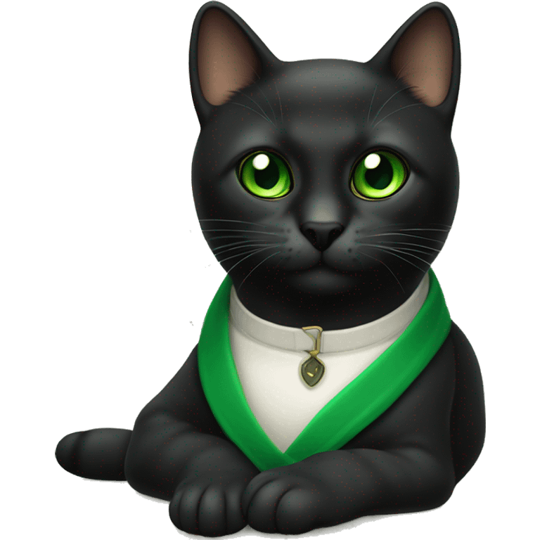 Gato negro con ojos verdes emoji