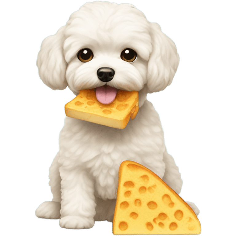 maltipoo eating grilled cheese   emoji