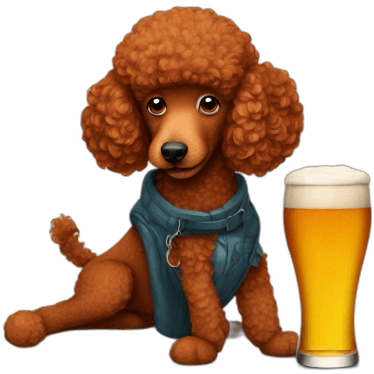 red poodle drinking beer emoji