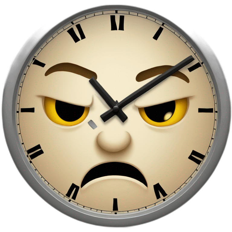 Angry looking at clock emoji