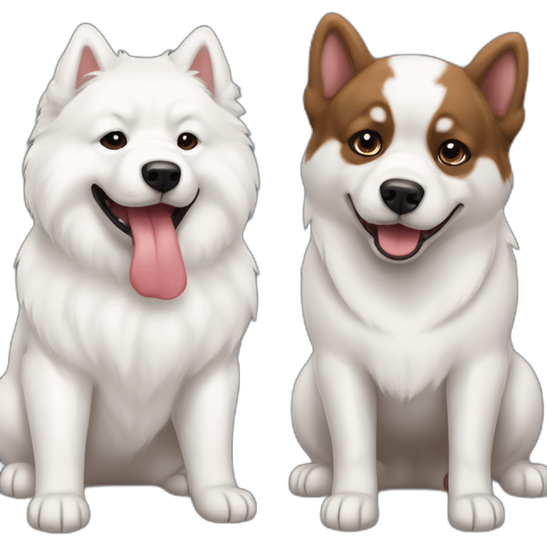 samoyed and french buldog playing emoji