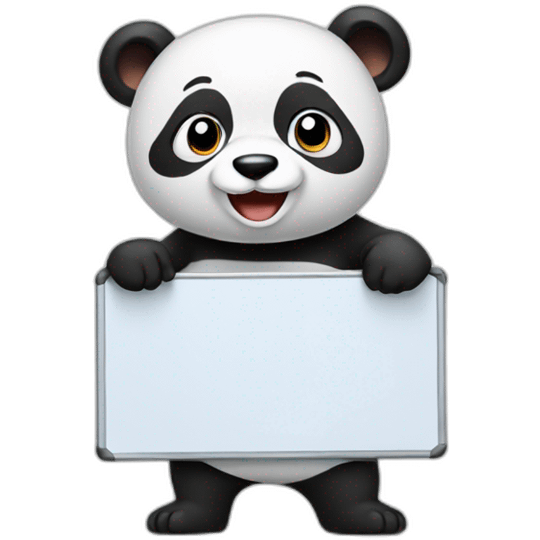 À happy panda holding a whiteboard emoji