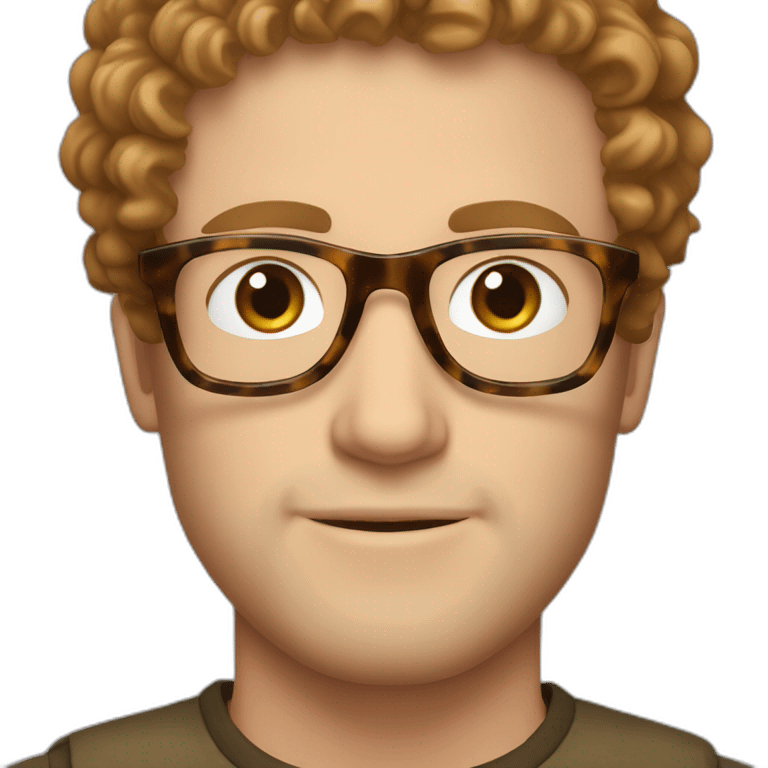 short curly brown-haired white man with light beard and tortoise shell glasses emoji