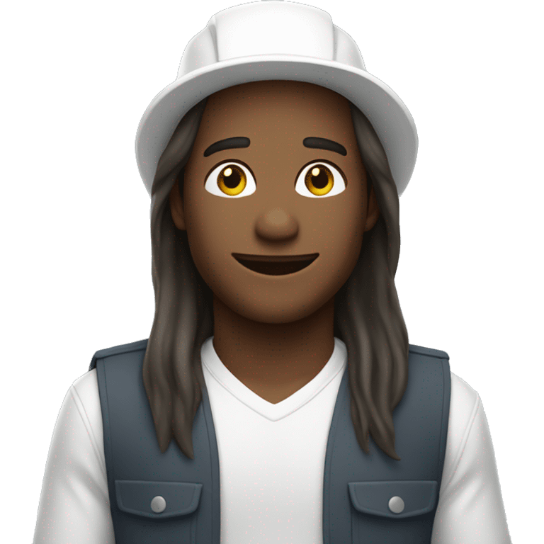 smiling solo with long hair with white construction hat emoji