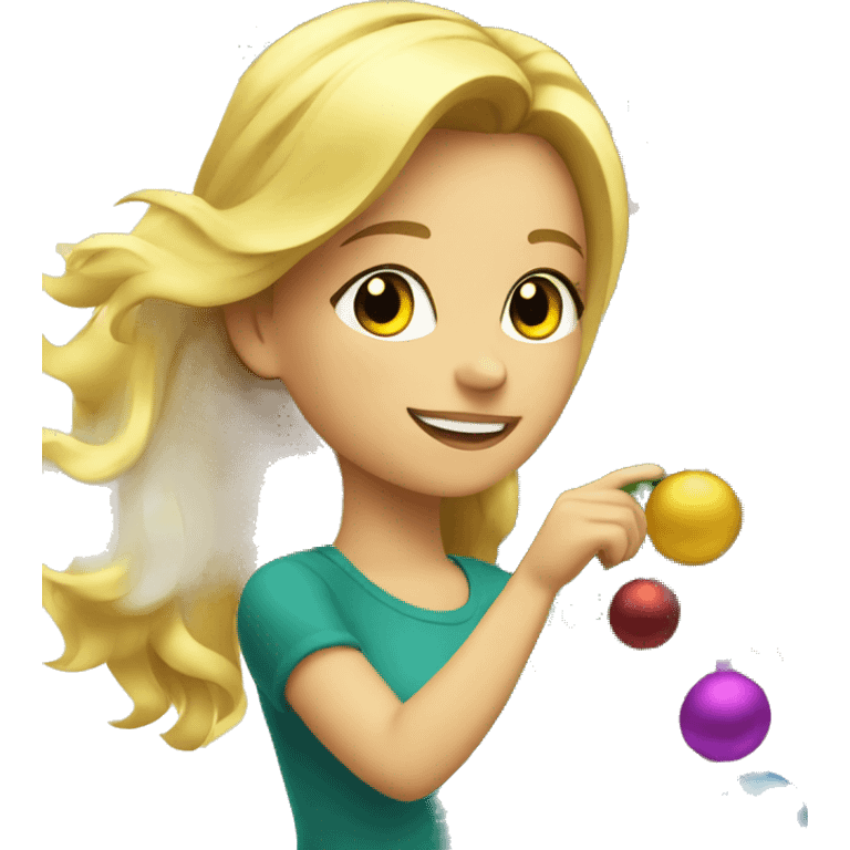 Blond Girl is decorating a Christmas tree emoji