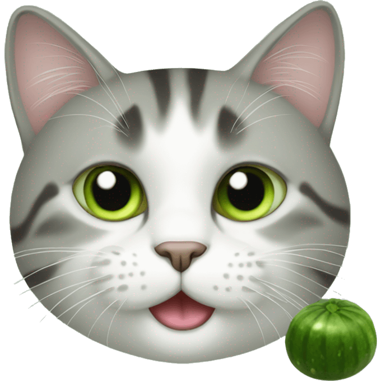 Cat with cucumber  emoji