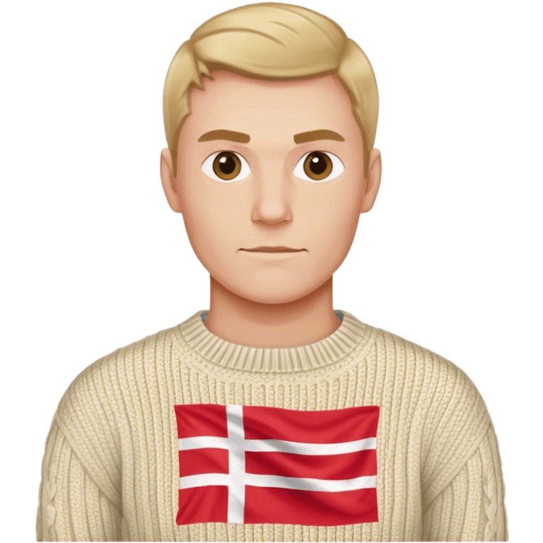 Danish man in sweater with danish flag emoji