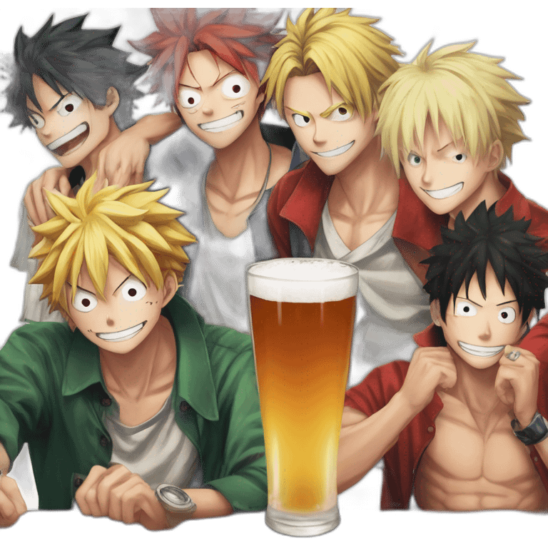 Luffy,izuku,Sanji,Bakugo ans itadori dans un bar emoji