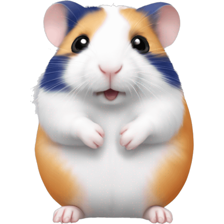 Peach and white Syrian hamster with blueberries in its paws emoji