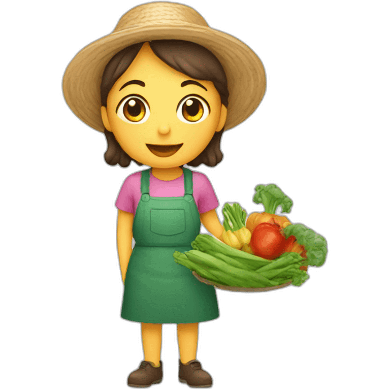 señora cosechando verduras de una huerta emoji