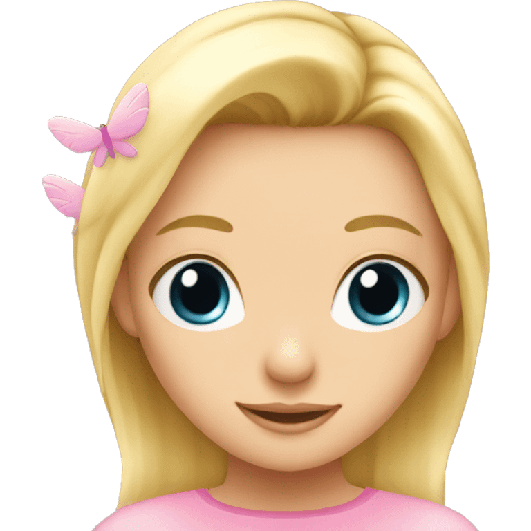 Blonde girl, fairy pink wings emoji