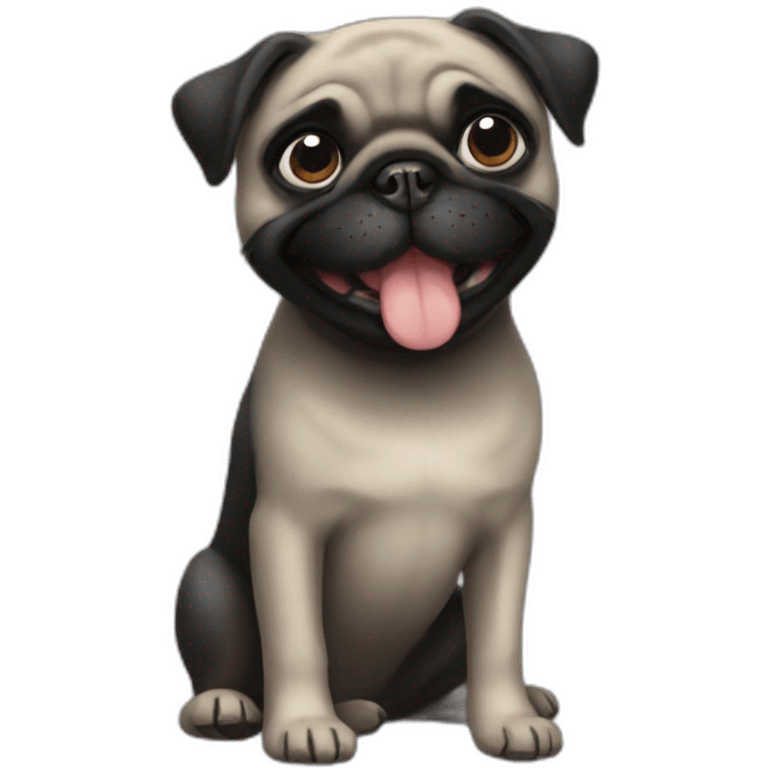 Black Pug smiling emoji