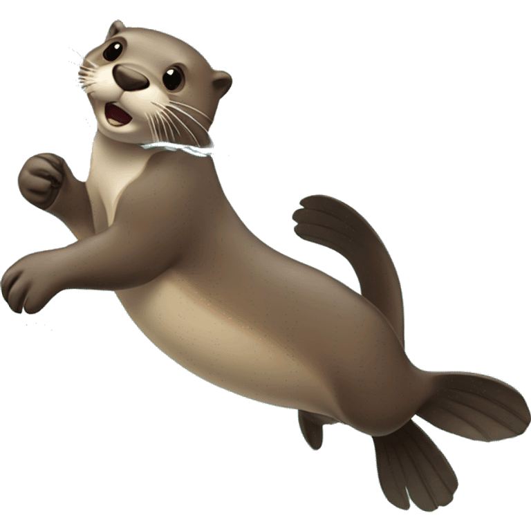 otter catching fish emoji