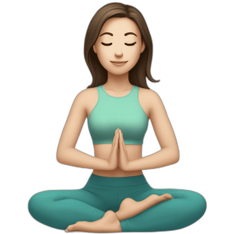 White girl brunette hair in Malasana yoga emoji