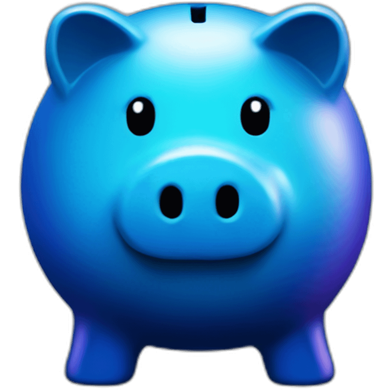 blue piggy bank with dark gradient emoji