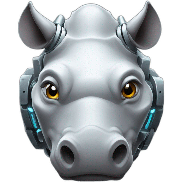 robotic rhinoceros head AI emoji