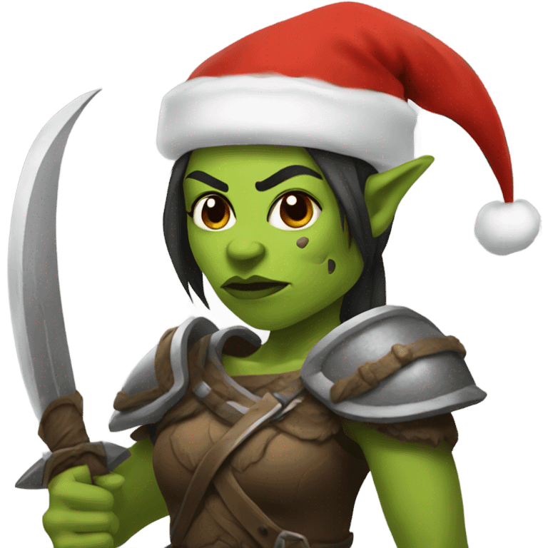 orc female warrior with santa hat emoji