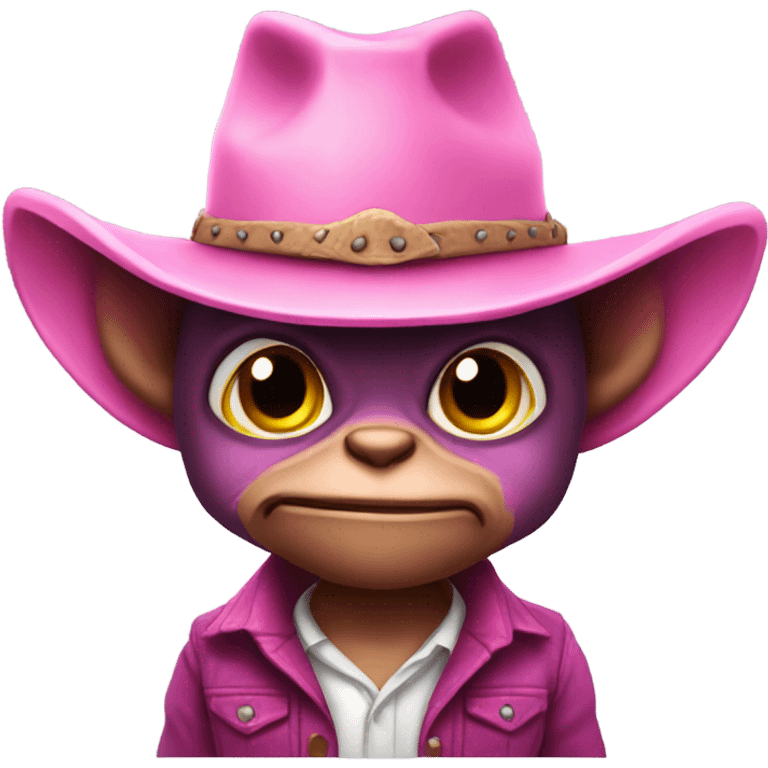 Pink gremlin in cowboy hat emoji