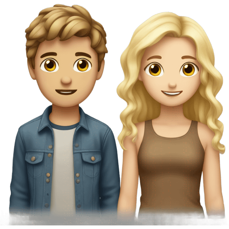 Boy with brown hair and  a girl with blonde hair love eachother very much emoji