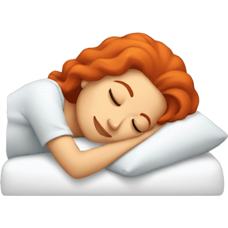 Woman with red hair sleeping emoji