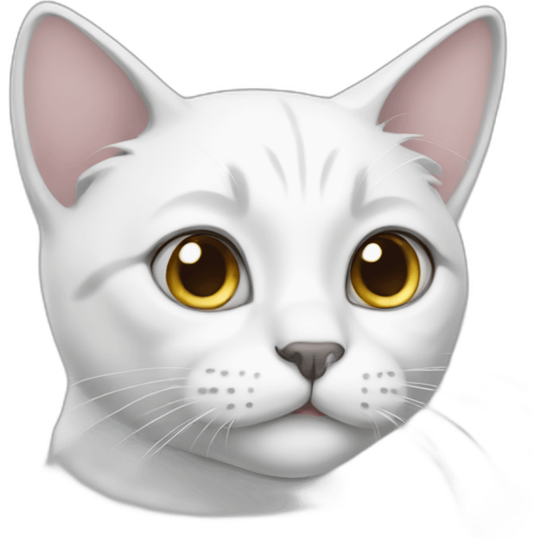 white cat with grey ears emoji