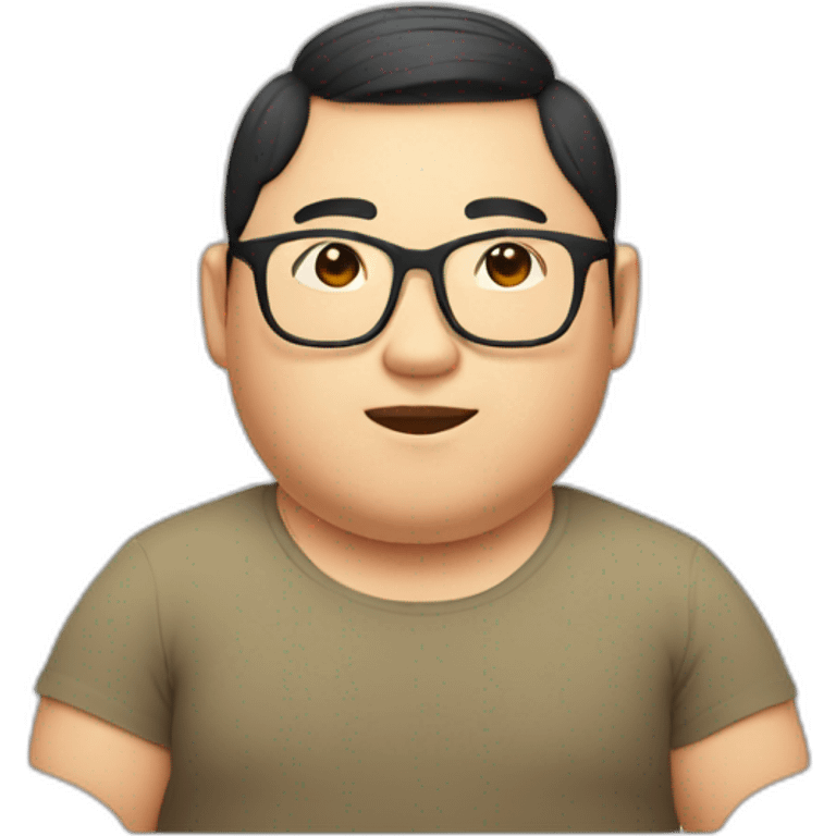 Asian chubby guy with glasses emoji