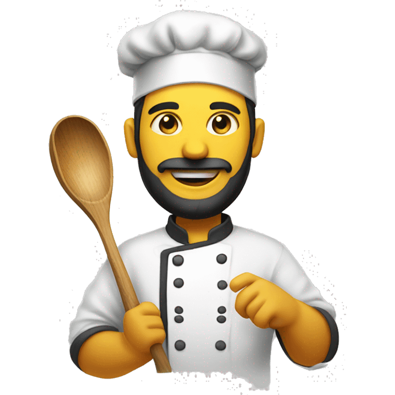 Chef, yellow skin, growing beard. with a wooden ladle in hand emoji