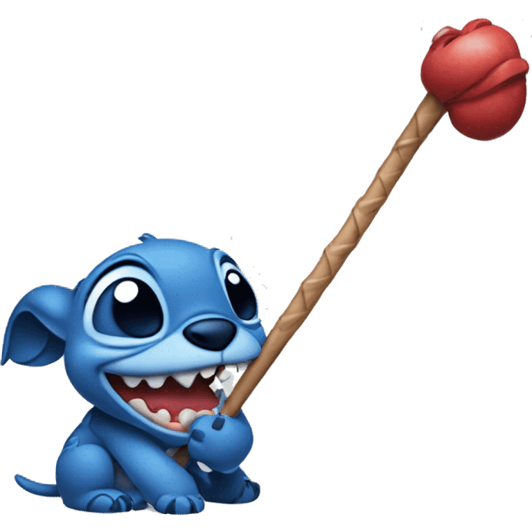 Stitch with a stick in his mouth emoji