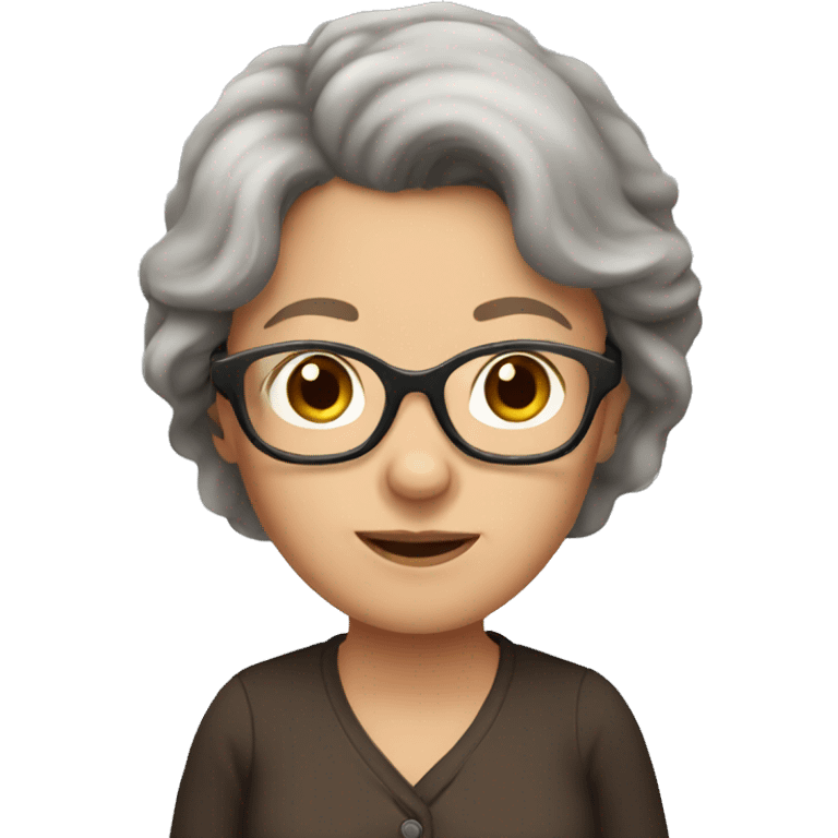 young grandma with brown hair and glasses  emoji