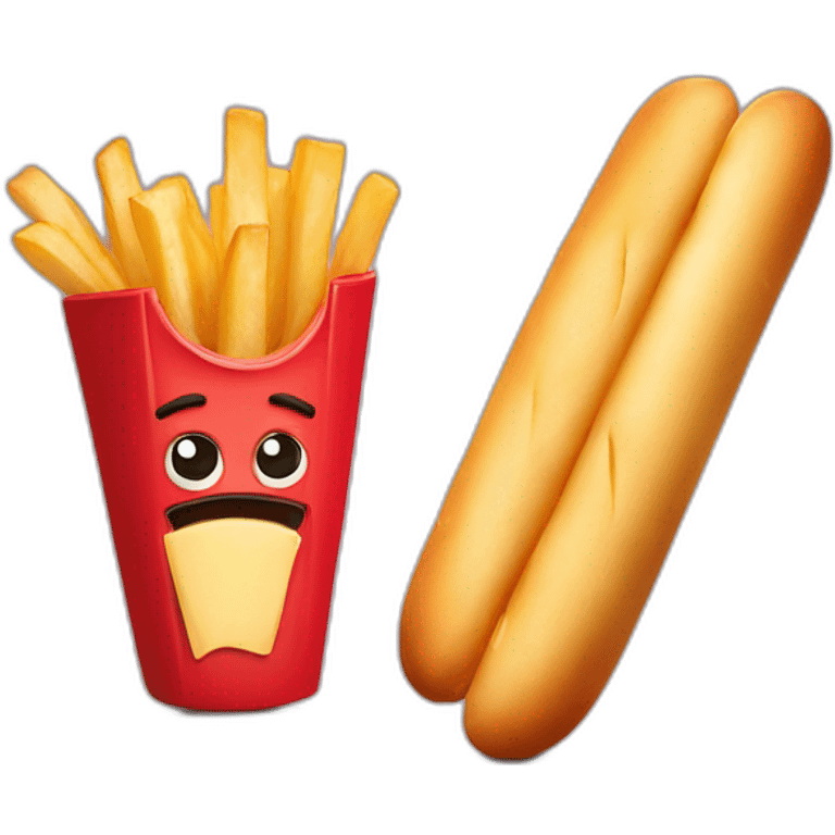 a french fry and a baguette duelling emoji