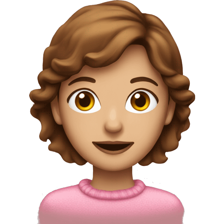 Brown haired lady with pink Christmas  emoji